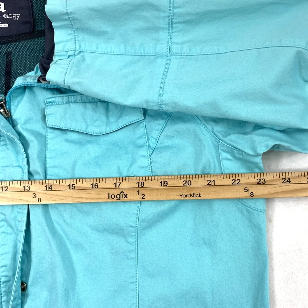 Activology Jacket Womens Large Turquoise Blue Gray Full Zip‎ Snap Up Lightweight